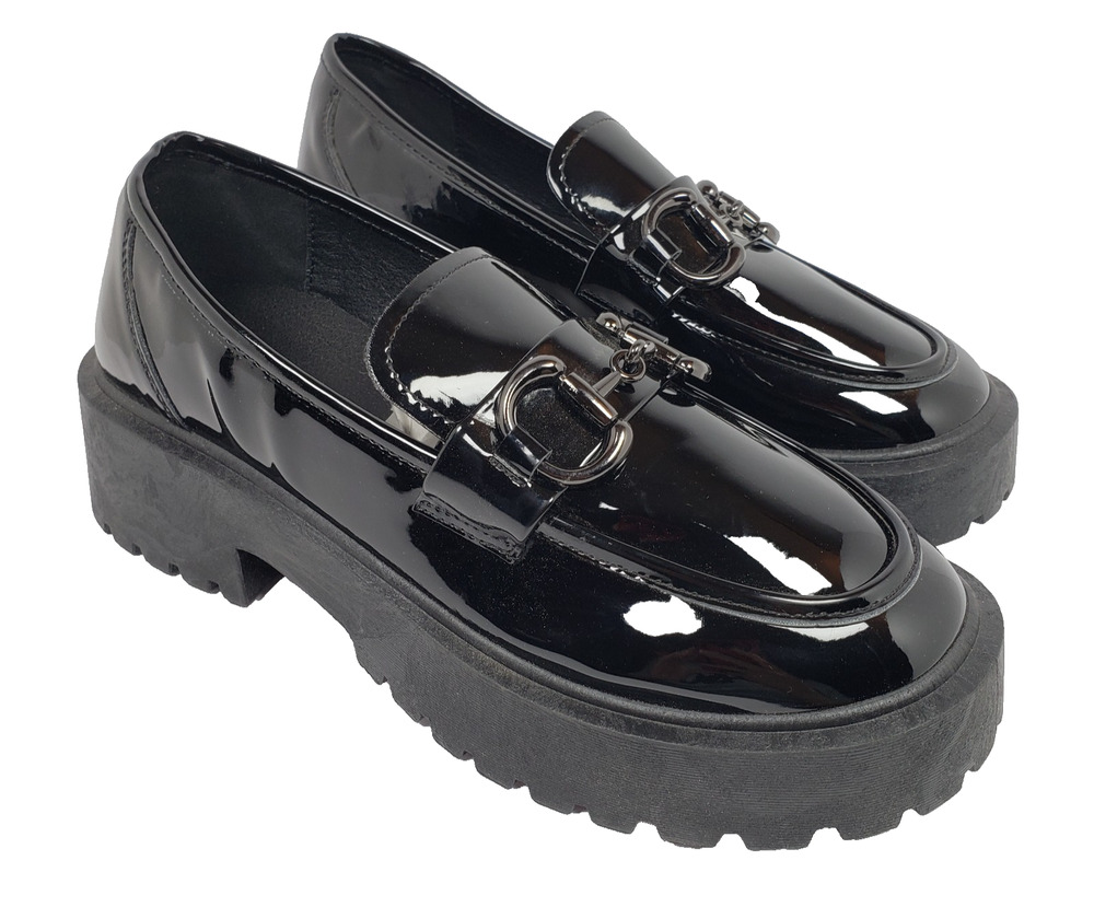 Fashion Nova Womens Size 10 Black Slip On Horsebit Chunky Loafer Shoes